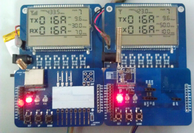 Abbildung 18: Physikalisches Diagramm der RF4432PRO- (links) und RF1212-Kommunikation