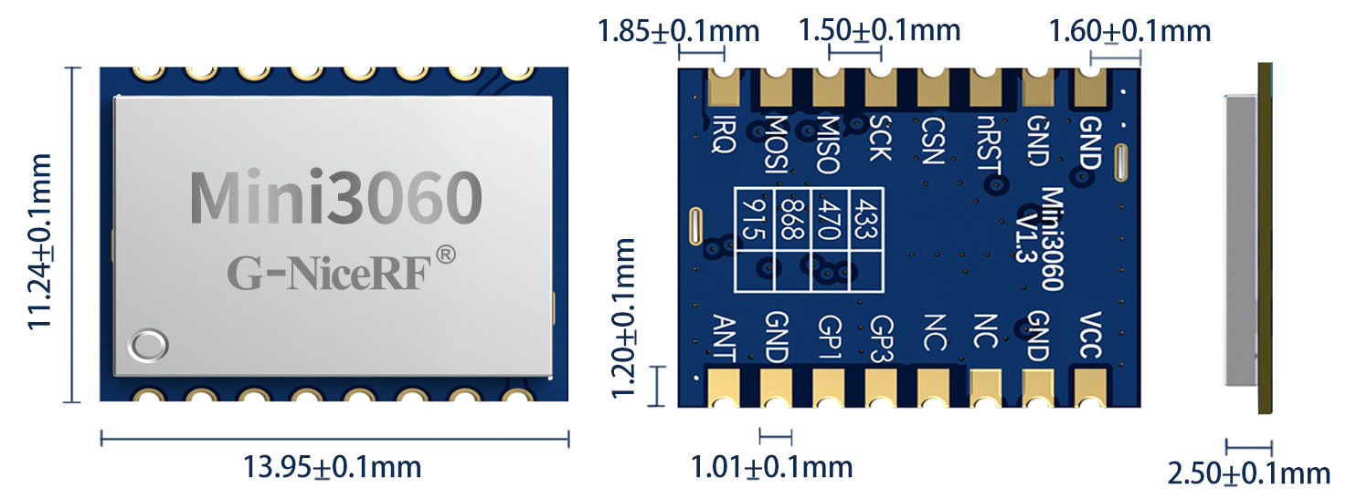 Die Größe des drahtlosen Kommunikationsmoduls Mini3060