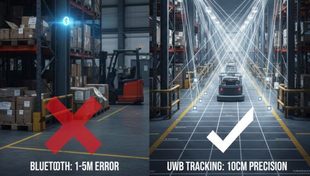 UWB-Tracking vs. Bluetooth im Lager