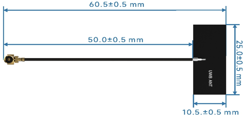 Mechanische Abmessungen der kostengünstigen eingebetteten UWB-Ultrabreitbandantenne UWB - FPC - IP1