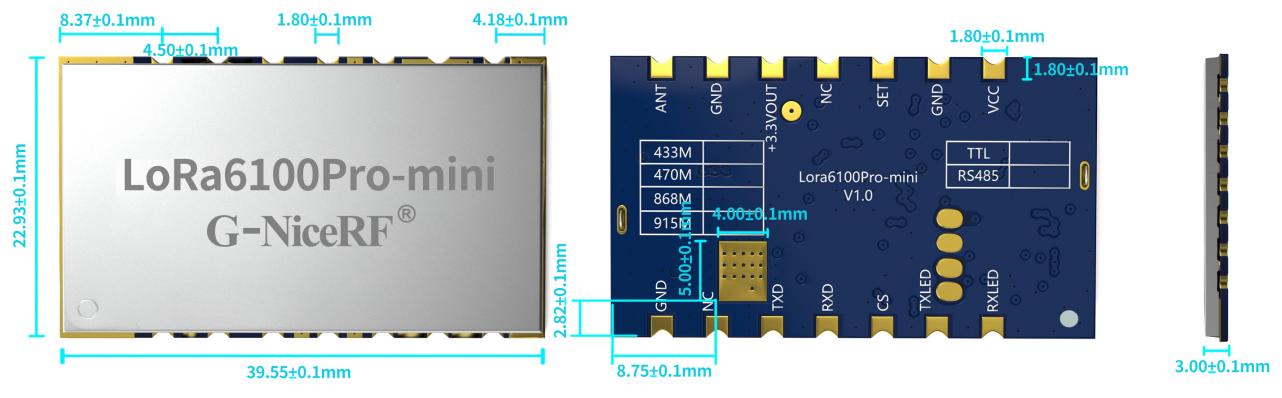 lora-modul LoRa6100Pro-mini größe