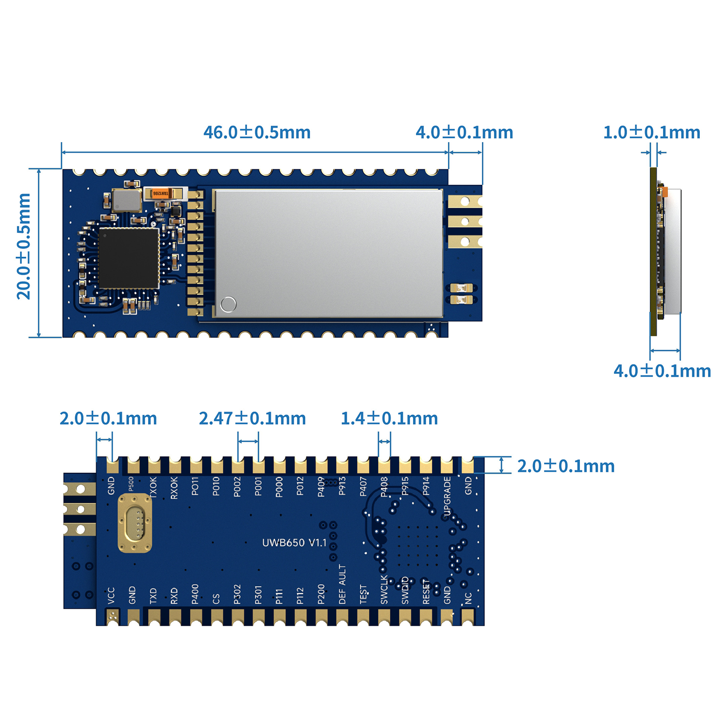 UWB650: Hochpr&auml;zises UWB-Modul zur Entfernungsmessung und Positionierung in Innenr&auml;umen mit AES128-Verschl&uuml;sselung